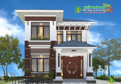 Mẫu nhà 2 tầng mái nhật hiện đại 
